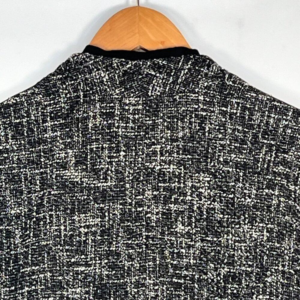 Talbots Black White Textured Tweed Collarless Suit Jacket Womens 16 Petite - Picture 9 of 14